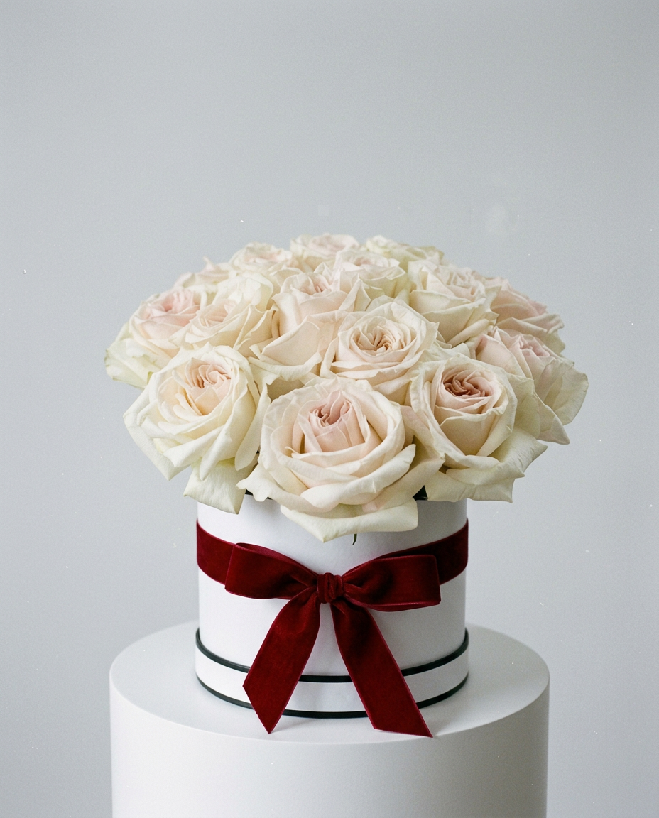 Ivory Velvet Rose Box