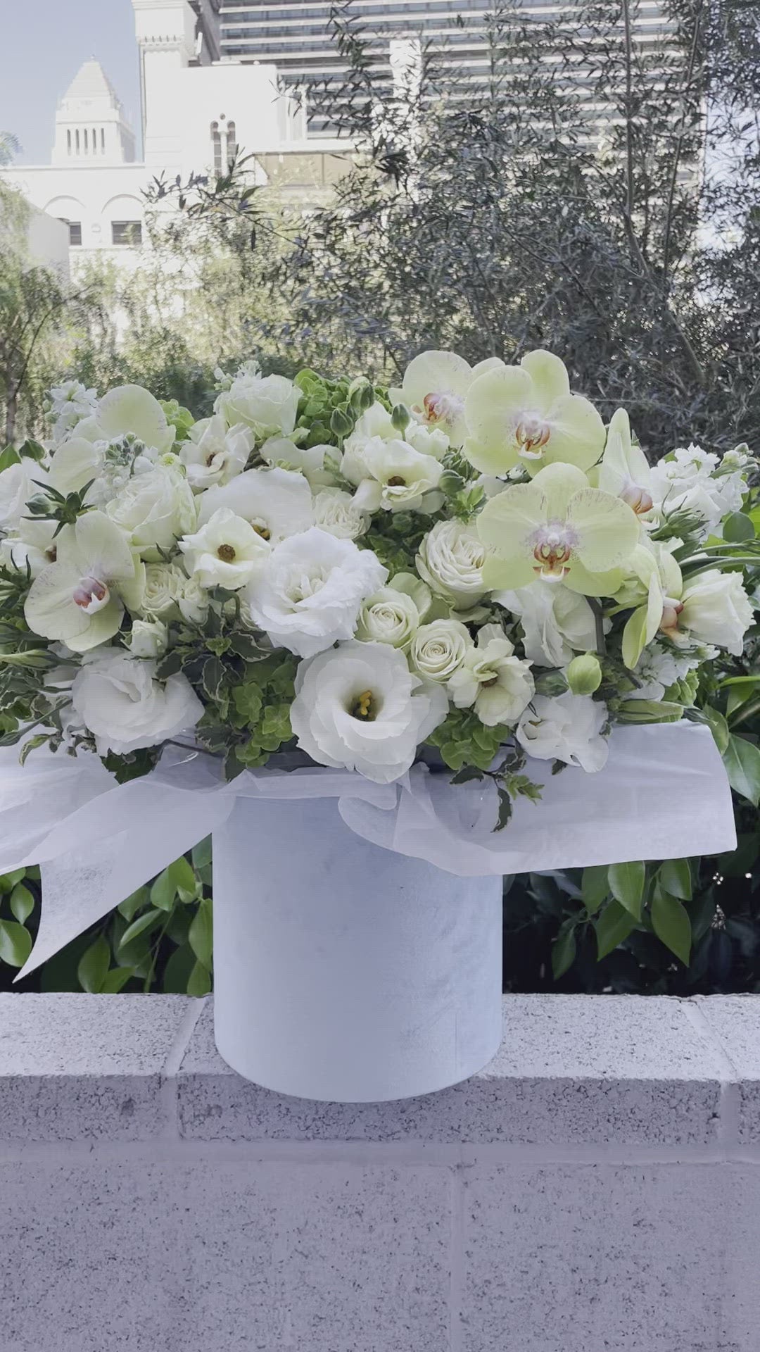 Caja de verano con orquídeas limón