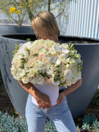 Caja N.23 Arreglo blanco con hermosas orquídeas