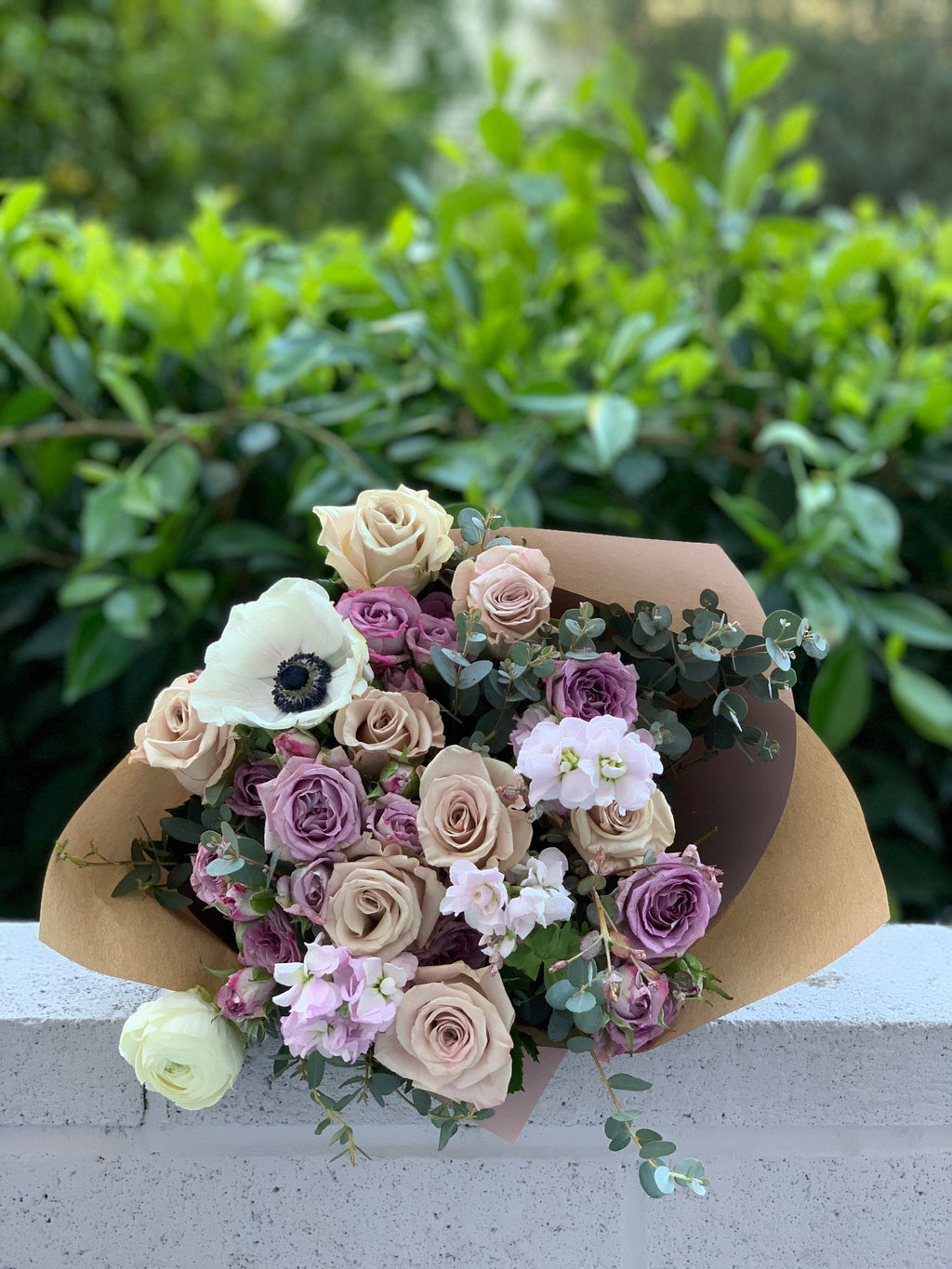 Blush Garden Roses & Anemones Bouquet