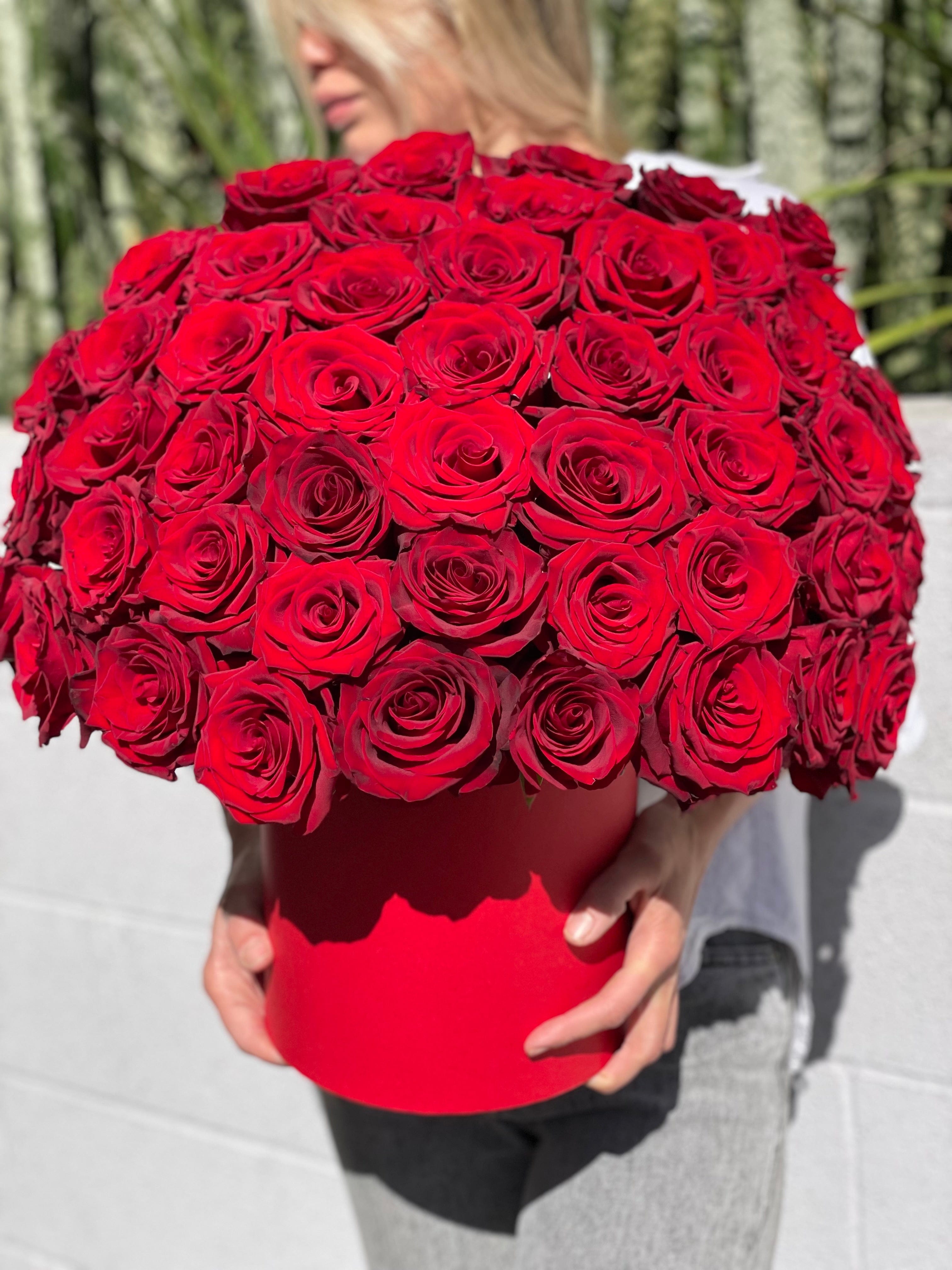 Box of 50 gorgeous red roses