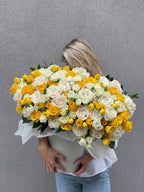 Sunshine Flower Box – Yellow & White Roses