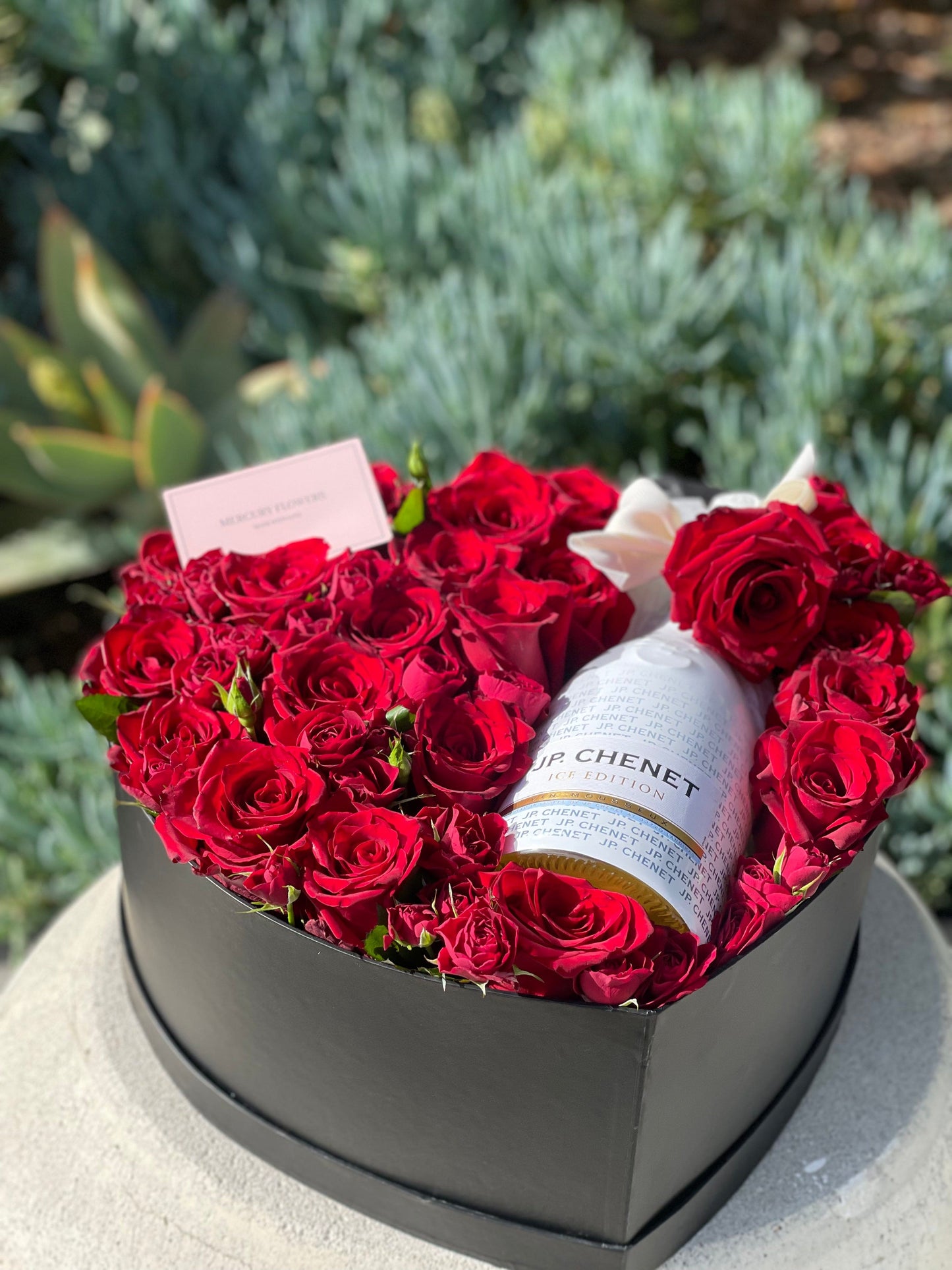 XXL Gift Heart-Shaped Box With Red Roses, Chocolate, And Champagne