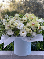 Caja de verano con orquídeas limón