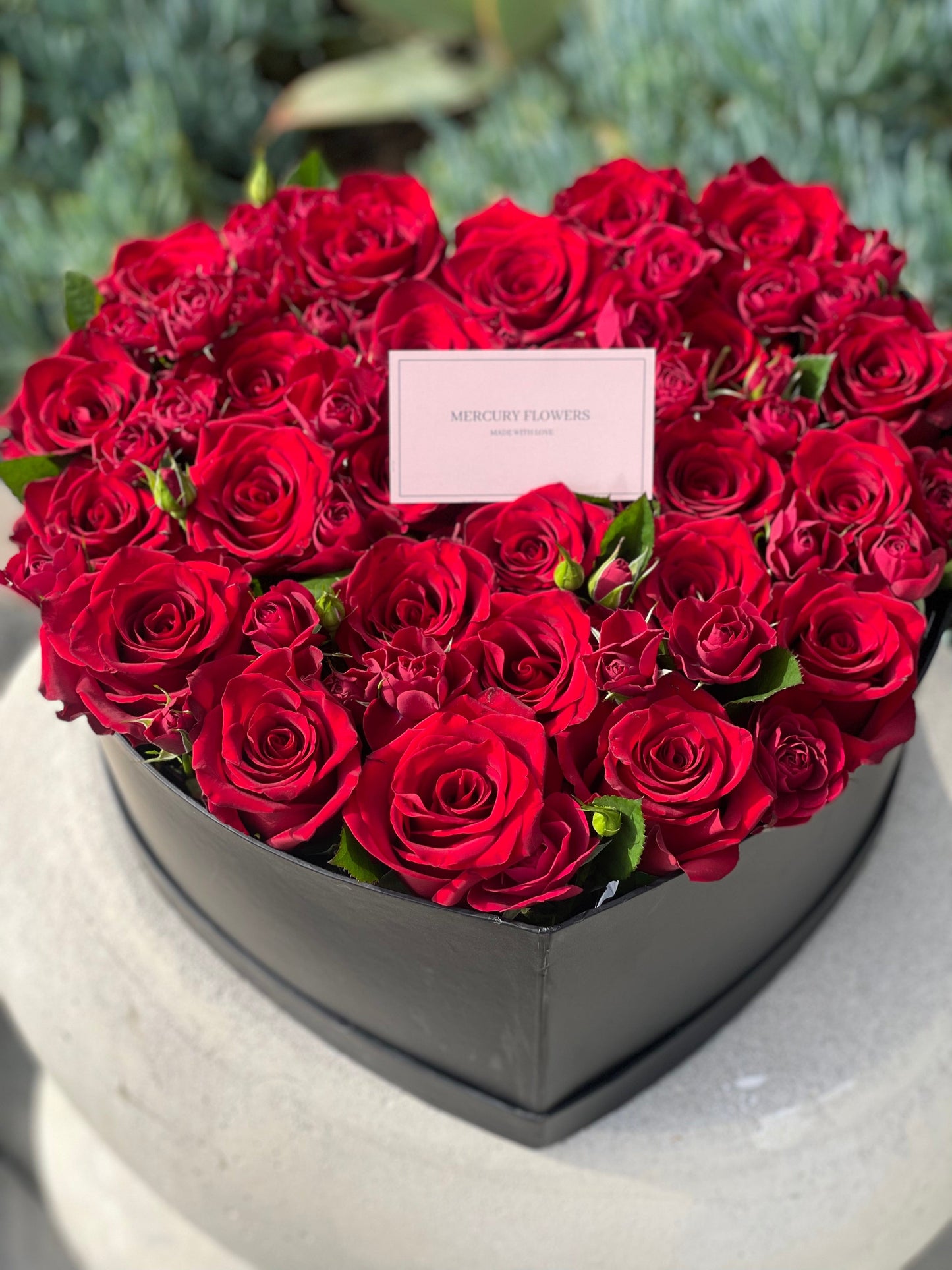 Heart box with red roses