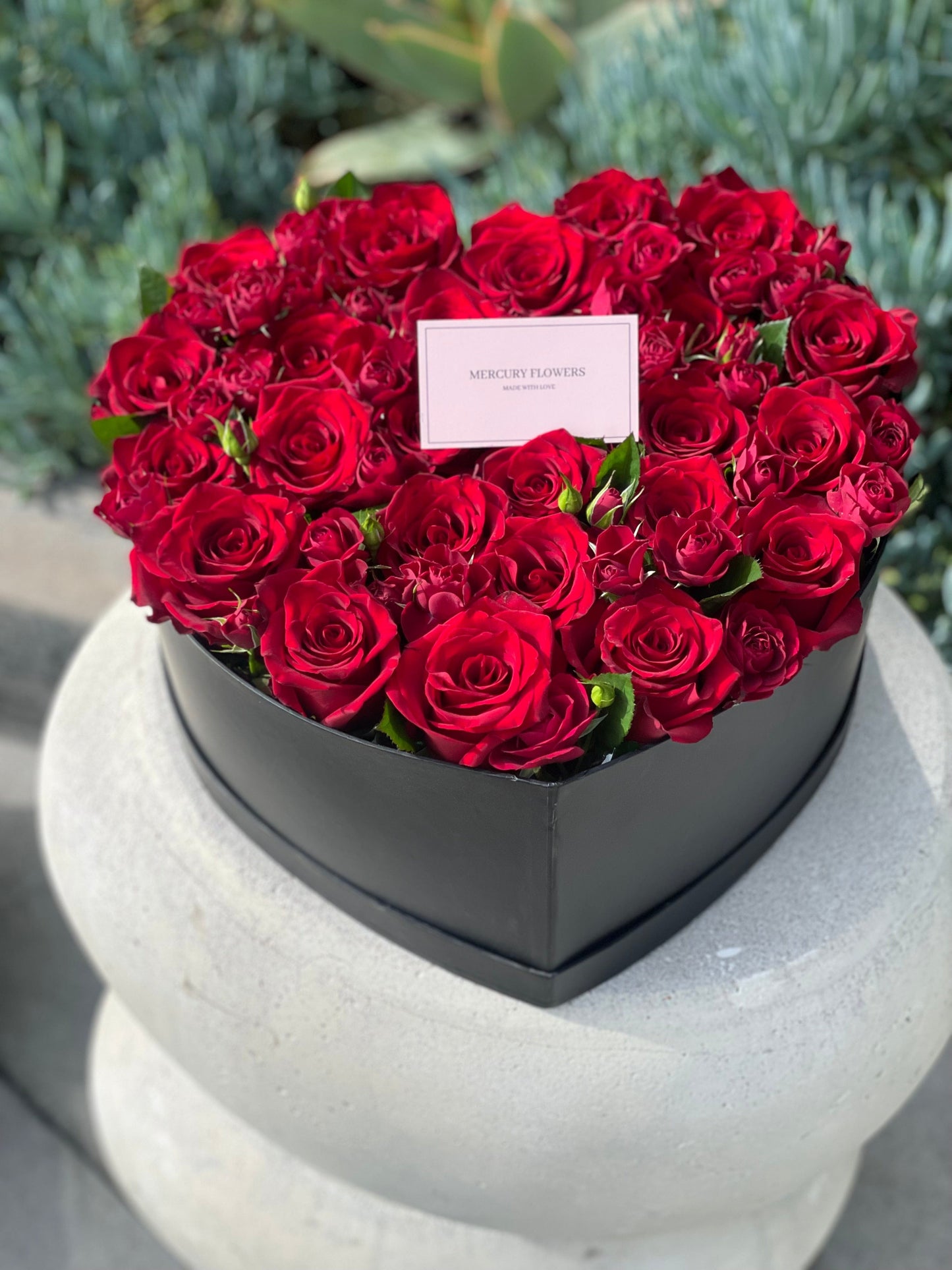 Heart box with red roses