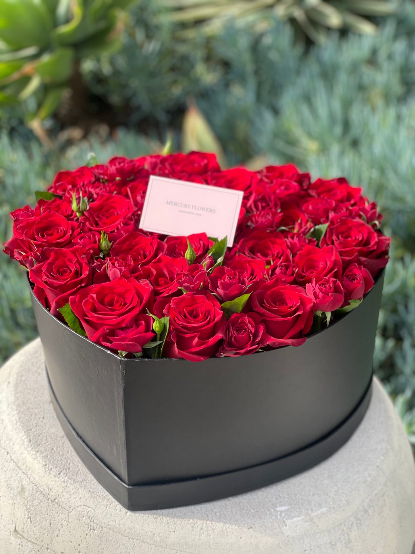 Heart box with red roses