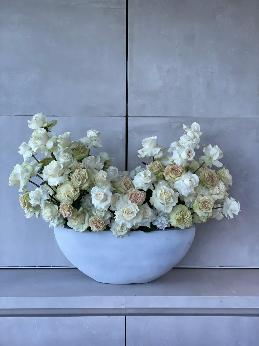 White Roses in Elegant Vase