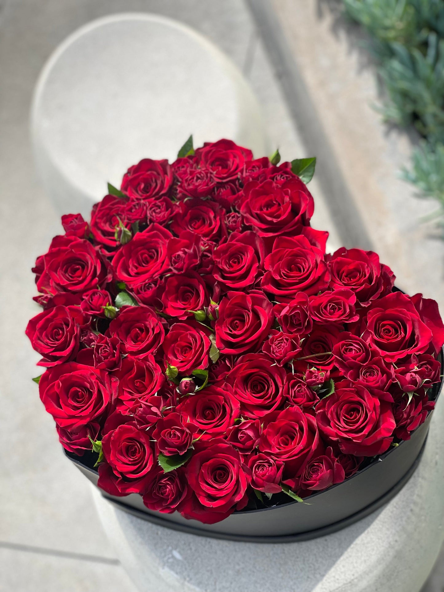 Heart box with red roses