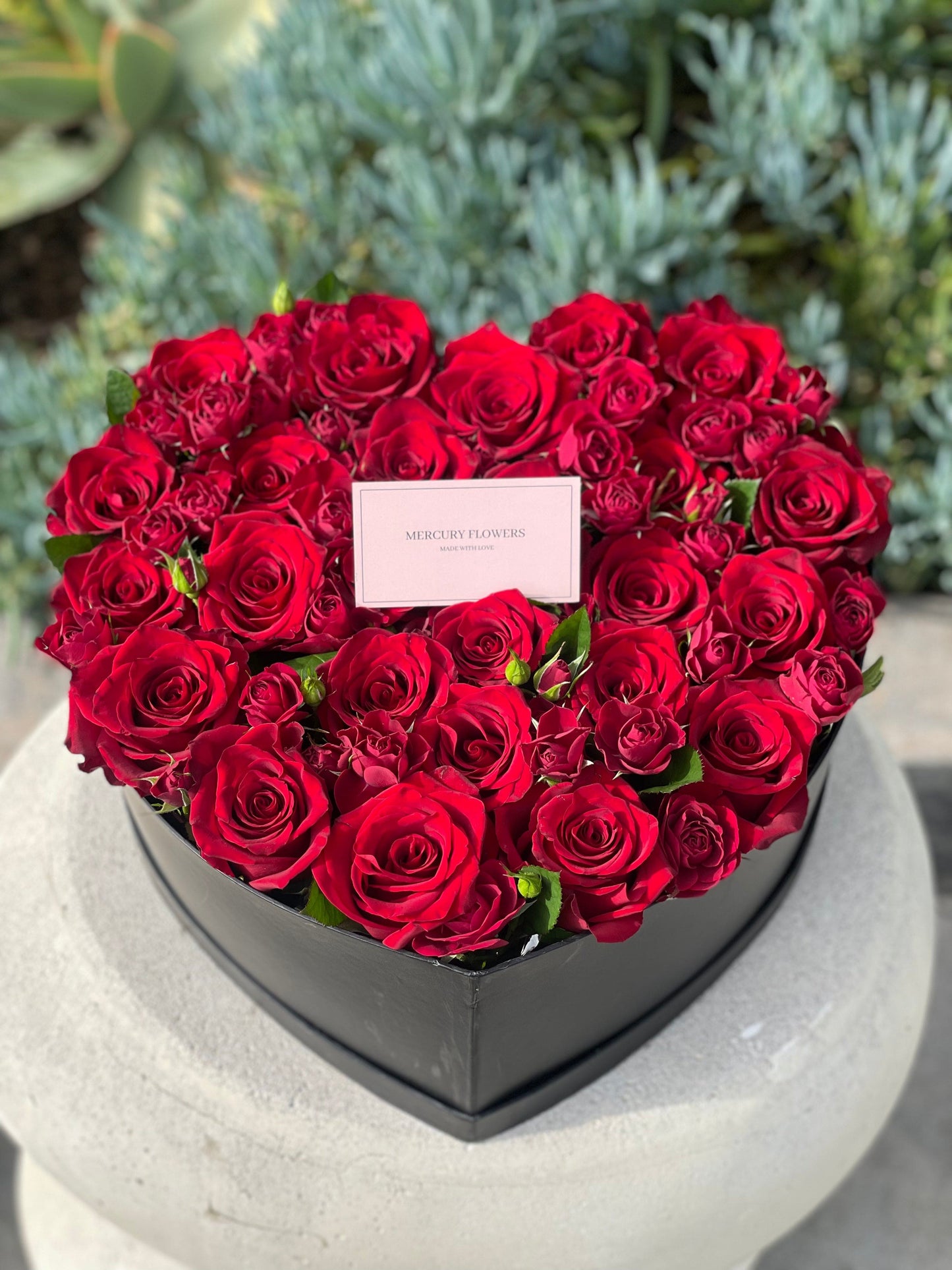 Heart box with red roses