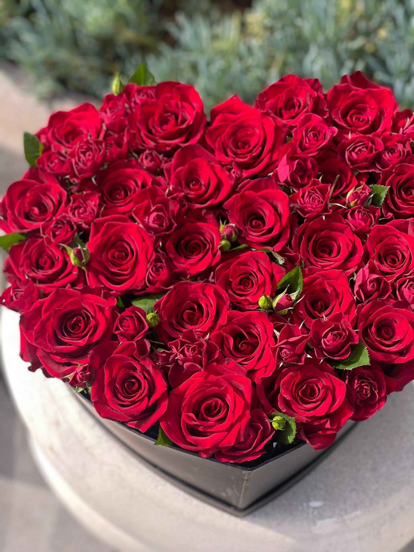 Heart box with red roses