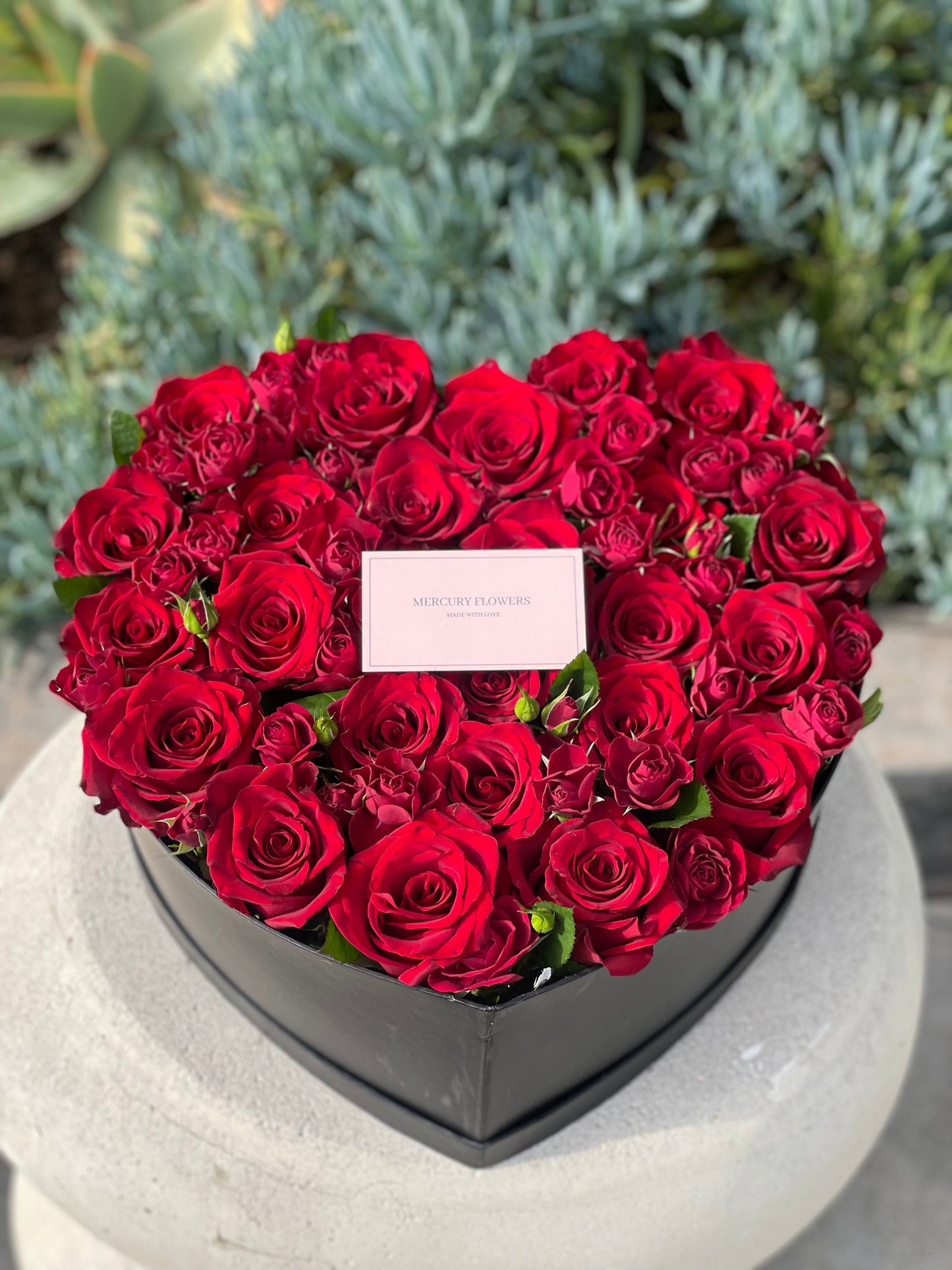 Heart box with red roses