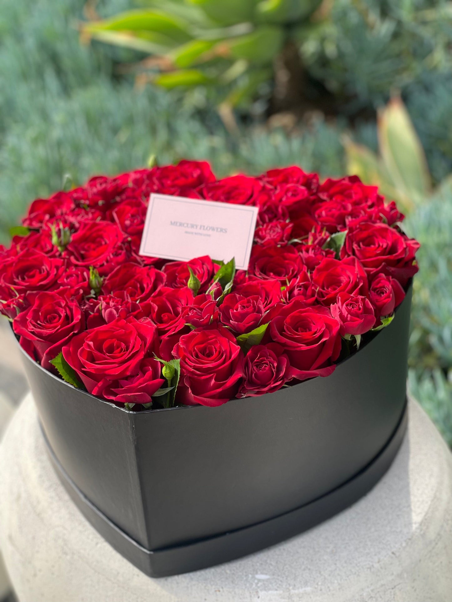 Heart box with red roses